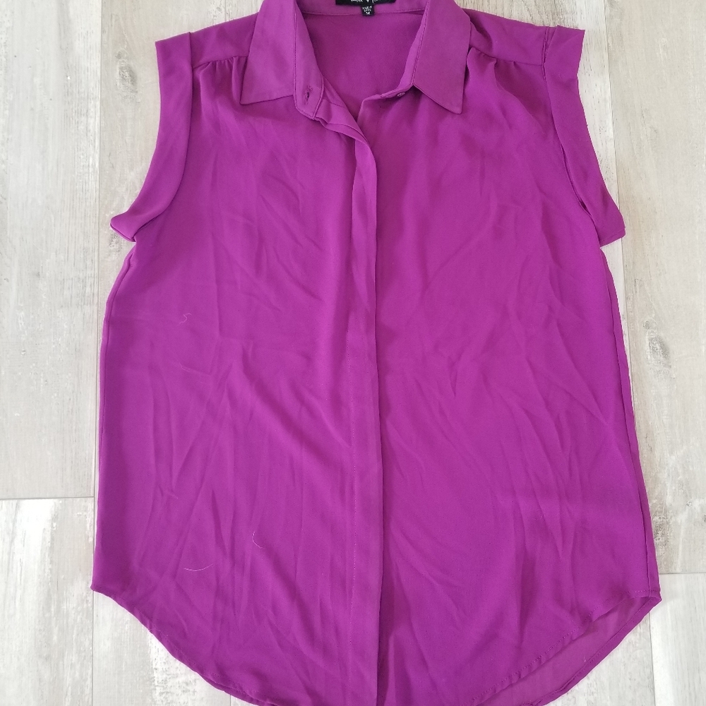 Magenta Roll Sleeve Top